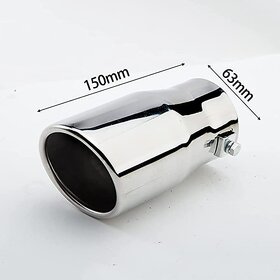 Universal Fit Car Exhaust Tail Muffler Tip Show Pipe 63mm, Curved Oval, Stainless Steel(Model-A88)