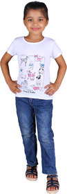 Kid Kupboard | Regular-Fit | Girls | Casual | T-Shirt | Half-Sleeves | Pure Cotton | White | Pack of 1