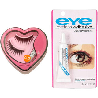 Best Quality Soft Long Black Natural False Eyelashes with Eyelash glue (Combo Pack of 2)