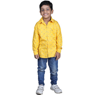                       Kid Kupboard | Regular | Boys | Solid | Casual | Shirt | Full-Sleeves | Cotton | Yellow | Pack of 1                                              
