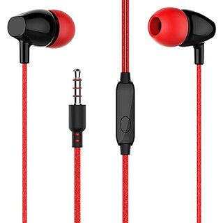                       Tunez Dhwani D40 Wired In Ear Earphones with Extra Bass, Passive Noise Cancellation(Red)                                              