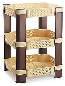 SELVEL Giving shape to life Multi-Purpose Kitchen Storage Rack and Office Storage Rack for, Fruits Onion, Potato, Vegetables, Books and Other Household Storage (3 Rack, Beige)