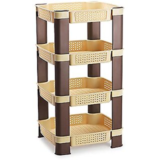                       SELVEL Giving shape to life Multi-Purpose Kitchen Storage Rack and Office Storage Rack for, Fruits Onion, Potato, Vegetables, Books and Other Household Storage (4 Rack, Beige)                                              
