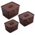 Selvel Storage Basket/Box with lid for Kitchen | Vegetables | Toys | Books | Office | Stationery | Utility | Cosmetics | Accessories | Closet | Wardrobe | Set of 3 (Dark Brown)