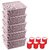 Selvel Storage Basket Combo with Lid, Storage Basket Set of 5 and Glass Set of 6 Combo, Polypropylene (Maroon, Red)