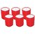 Selvel Storage Basket Combo with Lid, Storage Basket Set of 5 and Glass Set of 6 Combo, Polypropylene (Maroon, Red)