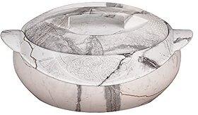 Selvel Premium Modern Insulated Stainless Steel Serving Casserole Double Walled Insulated Hot Pot Hot Box Hot Pot Serving Pot for Gift / Home / Diwali - 2700ml, (Marble Print, Large)