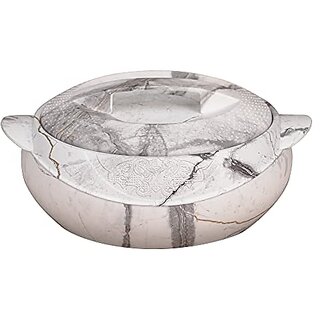 Selvel Premium Modern Insulated Stainless Steel Serving Casserole Double Walled Insulated Hot Pot Hot Box Hot Pot Serving Pot for Gift / Home / Diwali - 2700ml, (Marble Print, Large)
