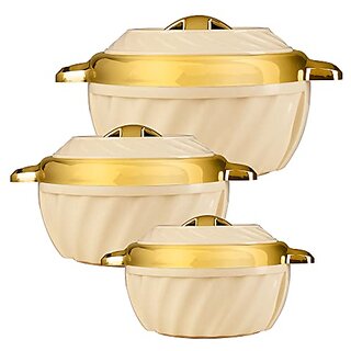 Selvel Inner Steel Casserole Set of 3, Insulated Stainless Steel Inner Body to Keep Food Hot for Long Hours (Burgundy)