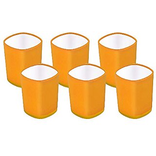                       Selvel BPA-Free Assorted Party Glass  BPA Free Plastic Glass  ABS Poly Carbonate Glass, Set of 6, 280 ML (Orange)                                              