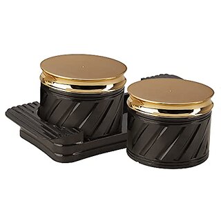 Selvel Unbreakable  Air tight Dry Fruit Container Tray Set with Lid  Serving Tray, Airtight Container Set 430ml (Elegance Black)