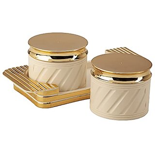 Selvel Unbreakable  Air tight Dry Fruit Container Tray Set with Lid  Serving Tray, Airtight Container Set 430ml (Elegance White)