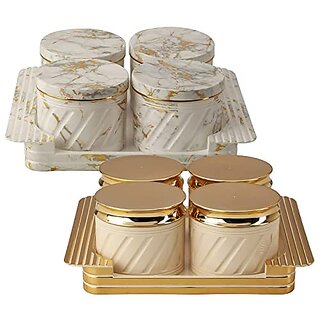                       Selvel Unbreakable  Air Tight Dry Fruit Container Tray Set with Lid Combo  Serving Tray, Airtight Container Set 430ml (4 Pieces White  Ivory, Polypropylene)                                              
