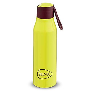                      Selvel Stainless Steel Hot and Cold Water Bottle with 2 Years Warranty - BPA Free 500 ml, Yellow                                              