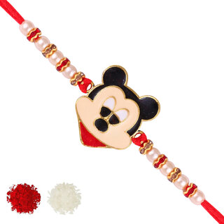                       mickey mouse Cartoon rakhi for sweet kids with beads, pearls [VFJ1151RKG ]                                              