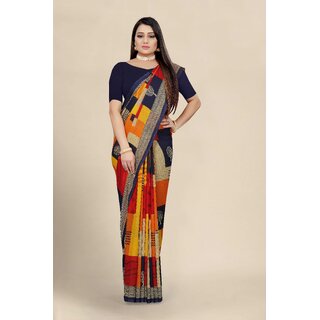                       SVB Saree Women's Multicolour Georgette Printed saree With Blouse                                              