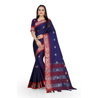                       SVB Saree Blue  Colour Cotton Embellished Saree                                              