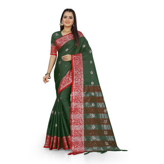                       SVB Saree Green Colour Cotton Embellished Saree                                              