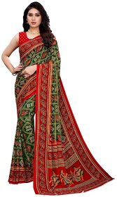 SVB Green Bandhej Printed Georgette Saree  Lightweight & Elegant Traditional Wear