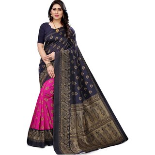                       SVB Saree Pink And Black Art Silk Saree                                              