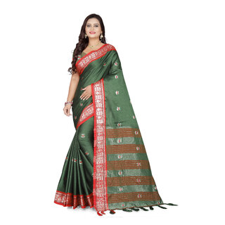                       SVB Saree Green Colour Cotton Embellished Saree                                              