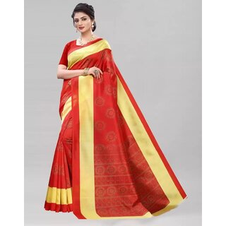                       SVB Saree Red Colour Art Silk Printed Saree                                              