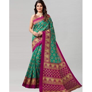                       SVB Saree Green Colour Art Silk Printed Saree                                              