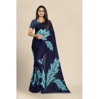                       SVB Saree Women's  Georgette Printed saree With Blouse                                              