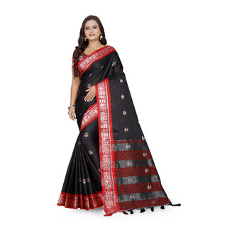                       SVB Saree Black Colour Cotton Embellished Saree                                              