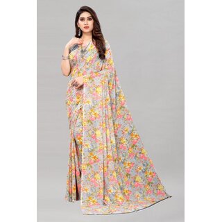                       SVB Saree Grey Colour Georgette Printed Saree                                              