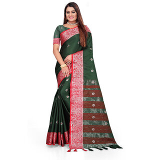                       SVB Saree Green Colour Cotton Embellished Saree                                              