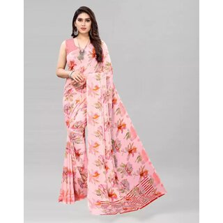                       SVB Saree Pink Colour  Georgette Printed Saree                                              