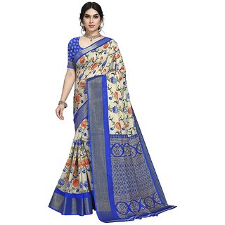                       SVB Saree Blue Colour Floral Printed Saree                                              
