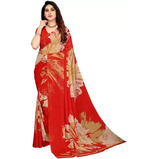                       SVB Saree Red Colour Georgette Saree                                              