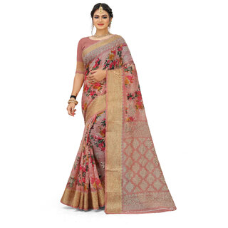                       SVB Saree Pink Colour Art Silk Printed Saree                                              