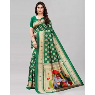                       SVB Saree Green Colour Art Silk Printed Saree                                              