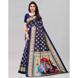                       SVB Saree Blue Colour Art Silk Printed Saree                                              