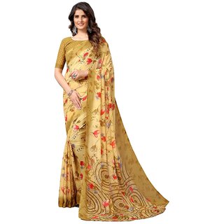                       SVB Saree Yellow Colour Georgette Printed Saree                                              
