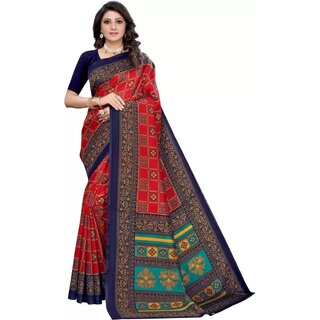                       SVB Saree Red Colour Checks Printed Saree                                              