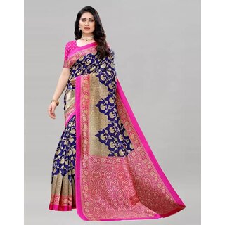                       SVB Saree Blue And Pink  Colour Art Silk Printed Saree                                              