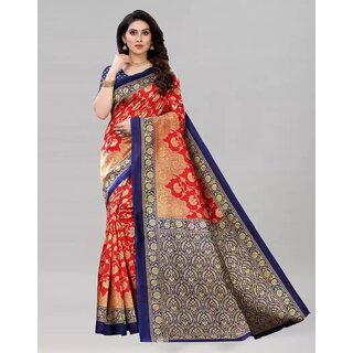                       SVB Saree Red And Blue  Colour Art Silk Printed Saree                                              
