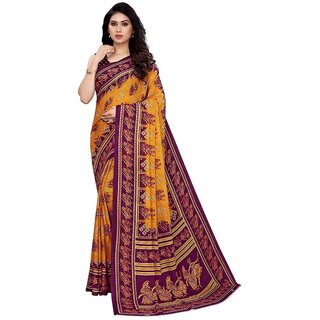                       SVB Saree Mustard Colour Bandhej Printed Georgette Saree                                              