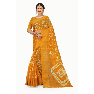                       SVB Saree Yellow Colour Bandhani  Cotton Printed Saree                                              