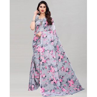                       SVB Saree Grey Colour Georgette Printed Saree                                              