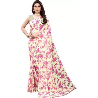                       SVB Saree Yellow Colour Georgette Printed Saree                                              