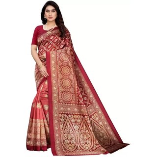                       SVB Saree Red Colour Art Silk Printed Saree                                              