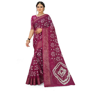                      SVB Saree Maroon Colour Bandhani  Cotton Printed Saree                                              