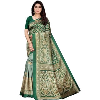                       SVB Saree Green Colour Art Silk Printed Saree                                              
