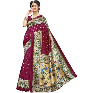                       SVB Saree Maroon Colour Art Silk Printed Saree                                              