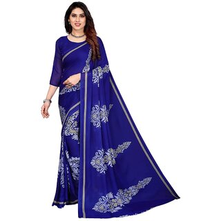                       SVB Saree Blue Colour Georgette Printed Saree                                              